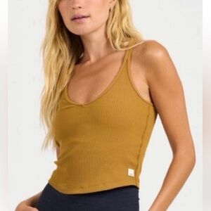 Vuori Rib Crop Tank Top golden yellow size xs